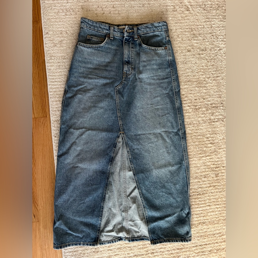 Mango Denim Midi Skirt (Size Small)